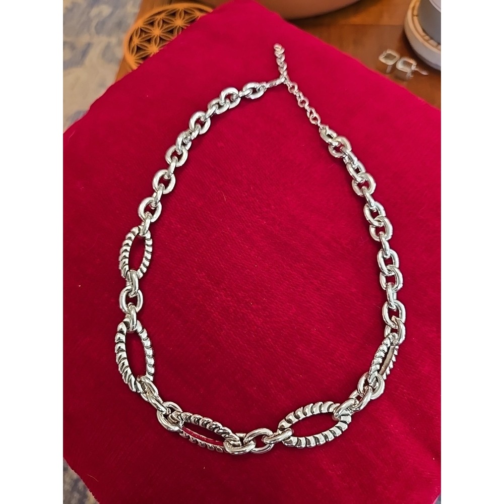 NAPIER? Silver Tone Textured Link Choker Necklace 16-16.5"